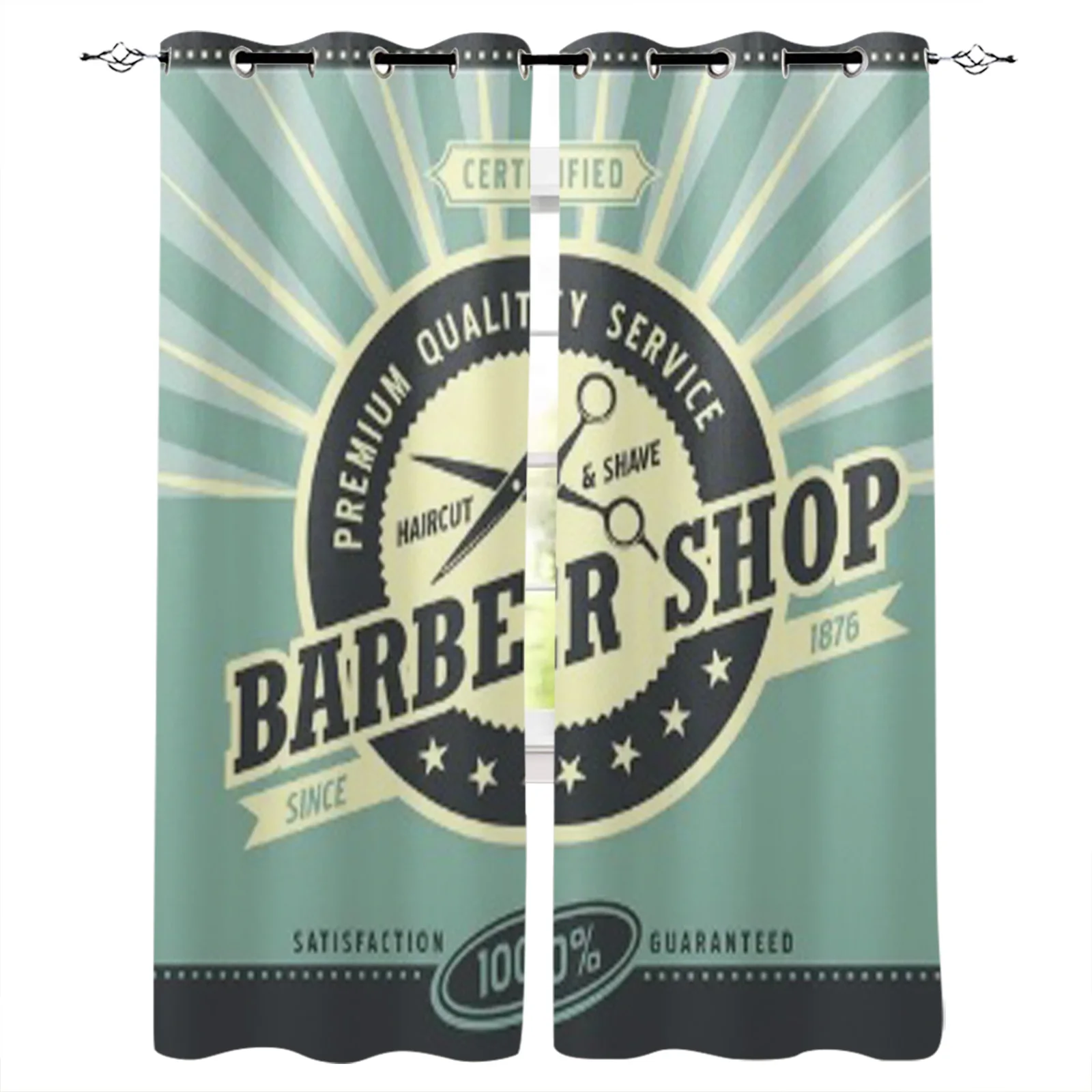 Barber Shop Retro Poster Design Template Window Curtain Home Living