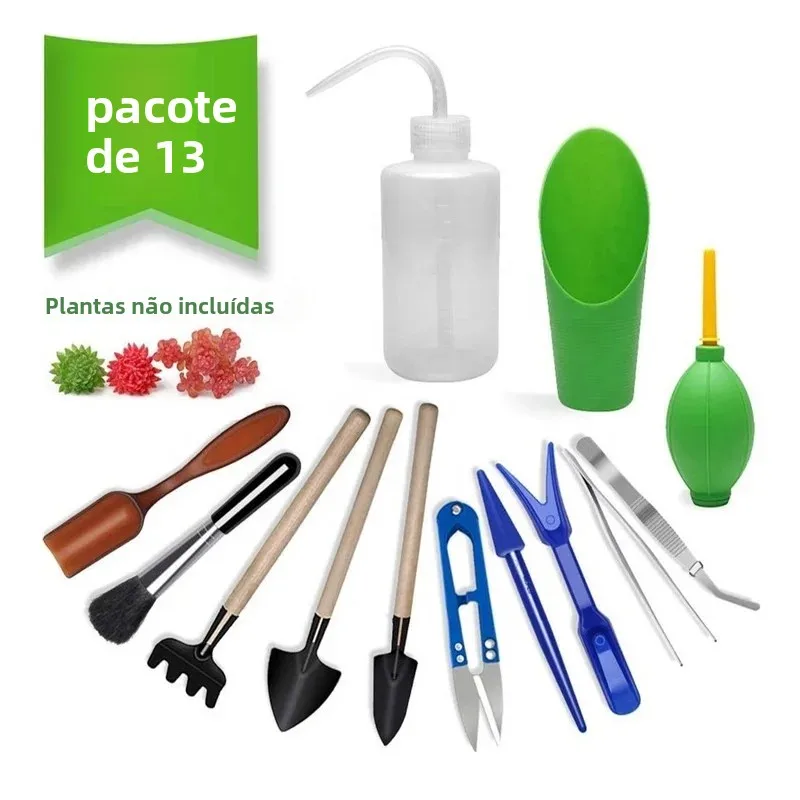 13 pçs kit plantador de jardim diy pá de semeadura colher balde colher suculentas mudas ferramenta bonsai fertilizante dispositivo perfuração