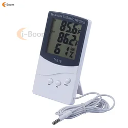 Enhanced Indoor Outdoor Digital Thermometer and Hygrometer with Large LCD Screen and Probe (White)