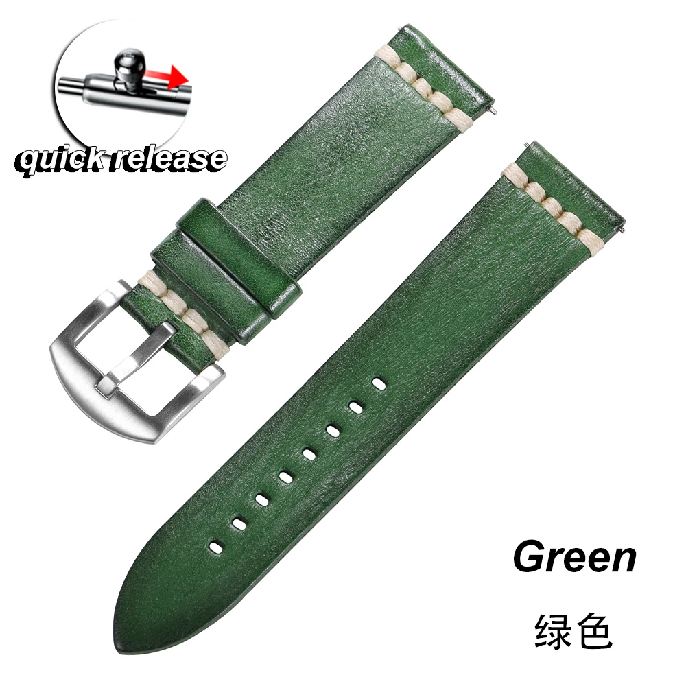 Premium Vintage Cowhide Leather Watch Strap - Men's Wrist Bracelet