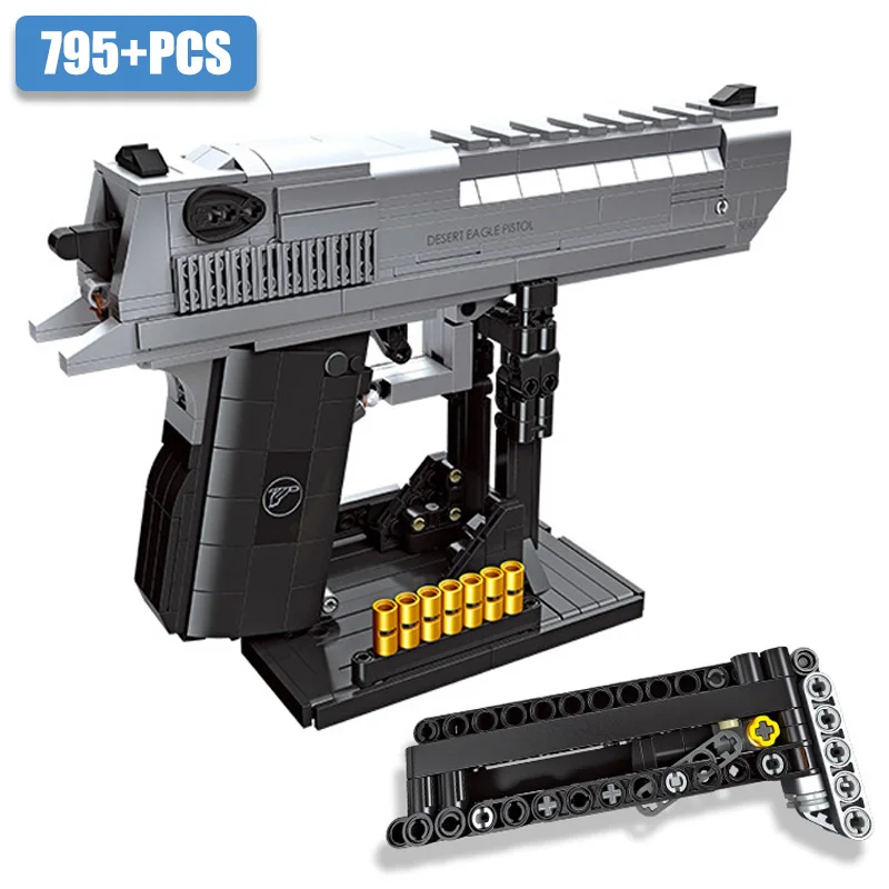 

795pcs Military Weapon Desert Eagle Handgun Model Building Blocks MOC Pistol Educational Bricks Toys For Children Boy Adult Gift