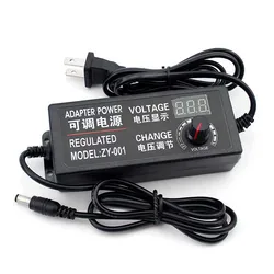 Universal Adjustable Power Supply with Display Screen and Regulated Knob, 3V to 24V Output, EU Plug - 3 to 12V 5A (Adapter for Europlug)