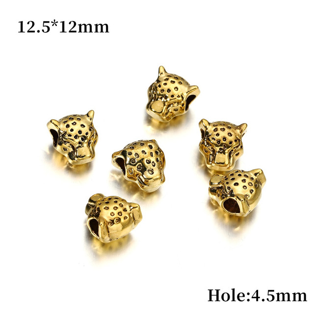 Gold Charm Beads Buddha Sparta leopard Lion Heads Spacer Beads Supplies For Jewelry Finding Making DIY Bracelet