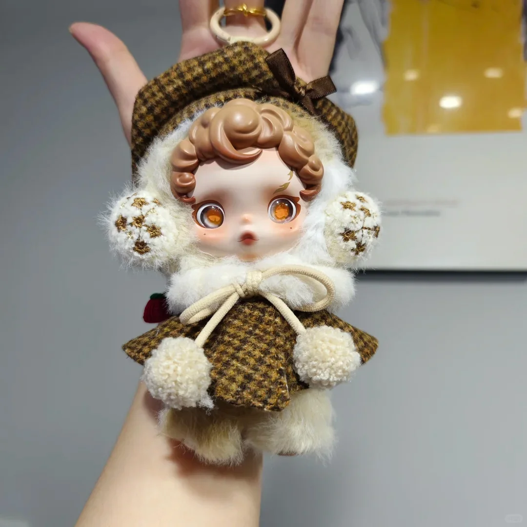 For Skullpanda For Labubu Classic Grid Style Dress Cloak Set Beret