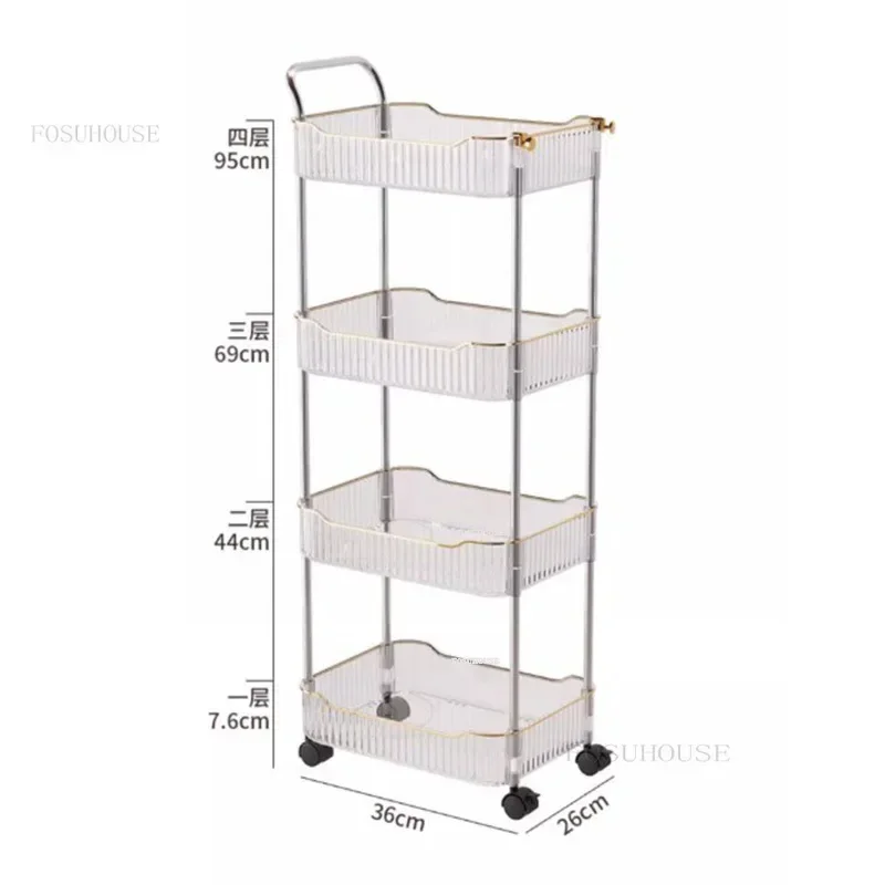 Movable Kitchen Trolleys for Kitchen Auxiliary Cart Living Room Multi-layer Bedroom Toy Snack Storage Organizer Cart with Wheels