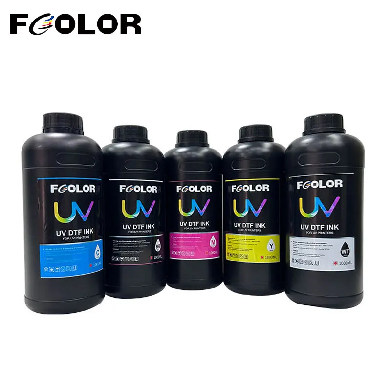 

Fcolor 1000ML Five Color LED UV Ink Set For Epson I3200 UV DTF Printer Universal UV Printing Ink UV Crystal Label Sticker Ink