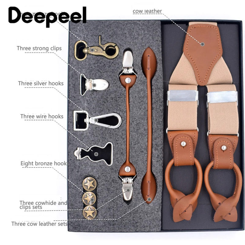 Deepeel 1set 3.5X125cm Business Men Suspender Luxury Multi-set