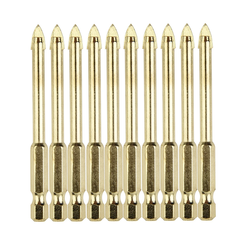 

10* Drill Bit 10pcs 6mm Alloy Ceramic Gold Spear Head Superhard Tile Glass Titanium Tungsten Carbide New Pratical
