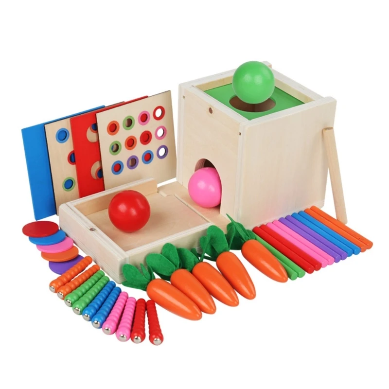 

Montessori Box Wooden Toy Color Matching Plugging Game Sensory Developmental Early Learning Aids for Preschool Kids