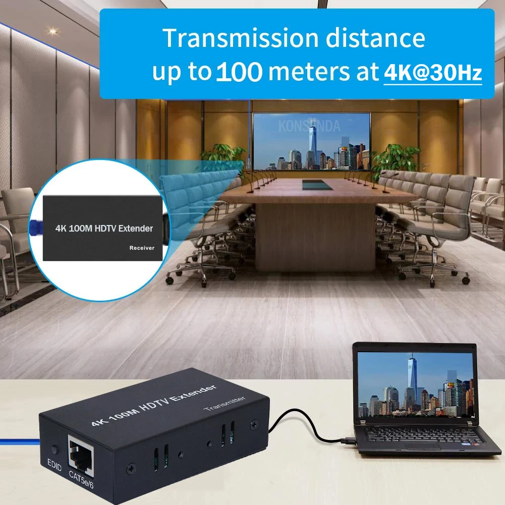 Extensor Hdmi Via Cabo Ethernet 4k 100m Cat5e Rj45 Vídeo Transmissor de Áudio Conversor para Ps4 Laptop pc tv - Image 3