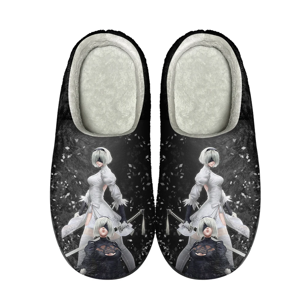 

NieR Automata Home Cotton Custom Slippers High Quality Mens Womens Teenager Plush Fashion Casual Keep Warm Shoes Thermal Slipper