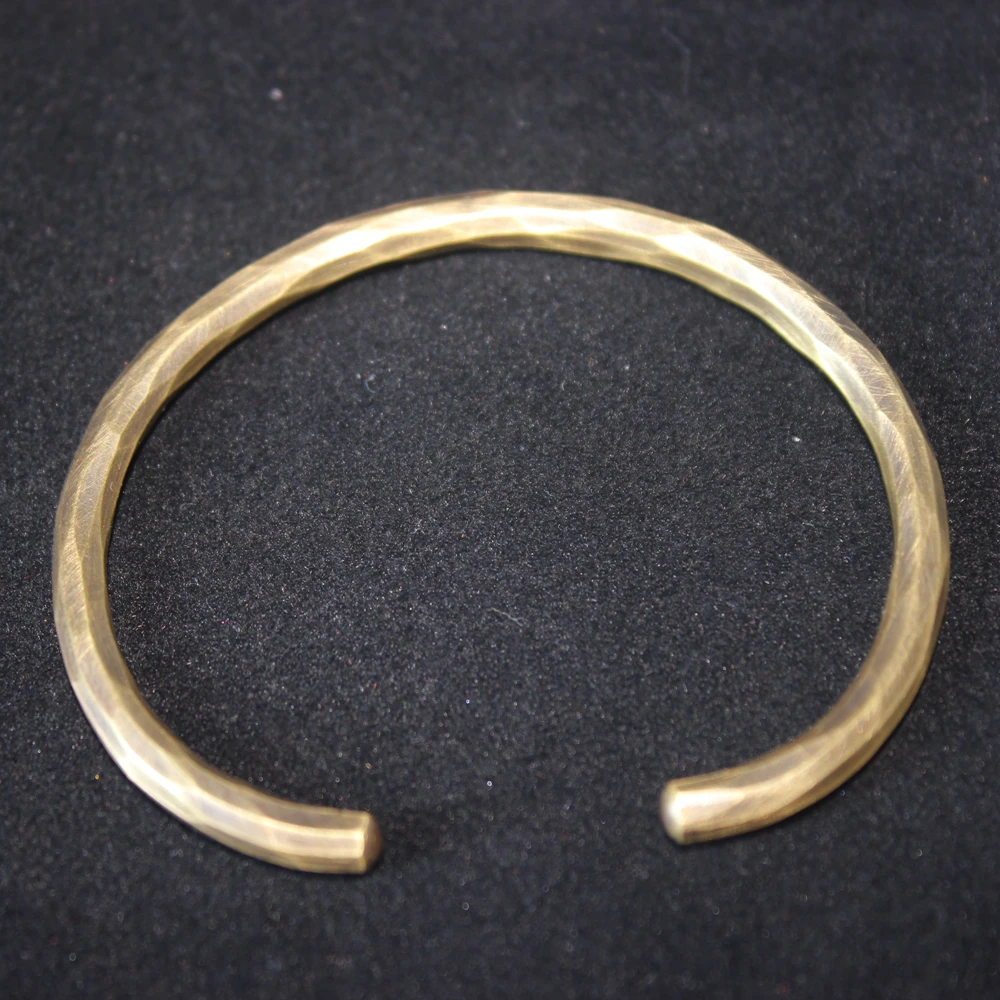 Handmade Forged Hammered Antique Brass Bracelet for Men Wrist Women Bangle Hand Craft Jewelry Unisex Gift of Boy Girl Lovers 2