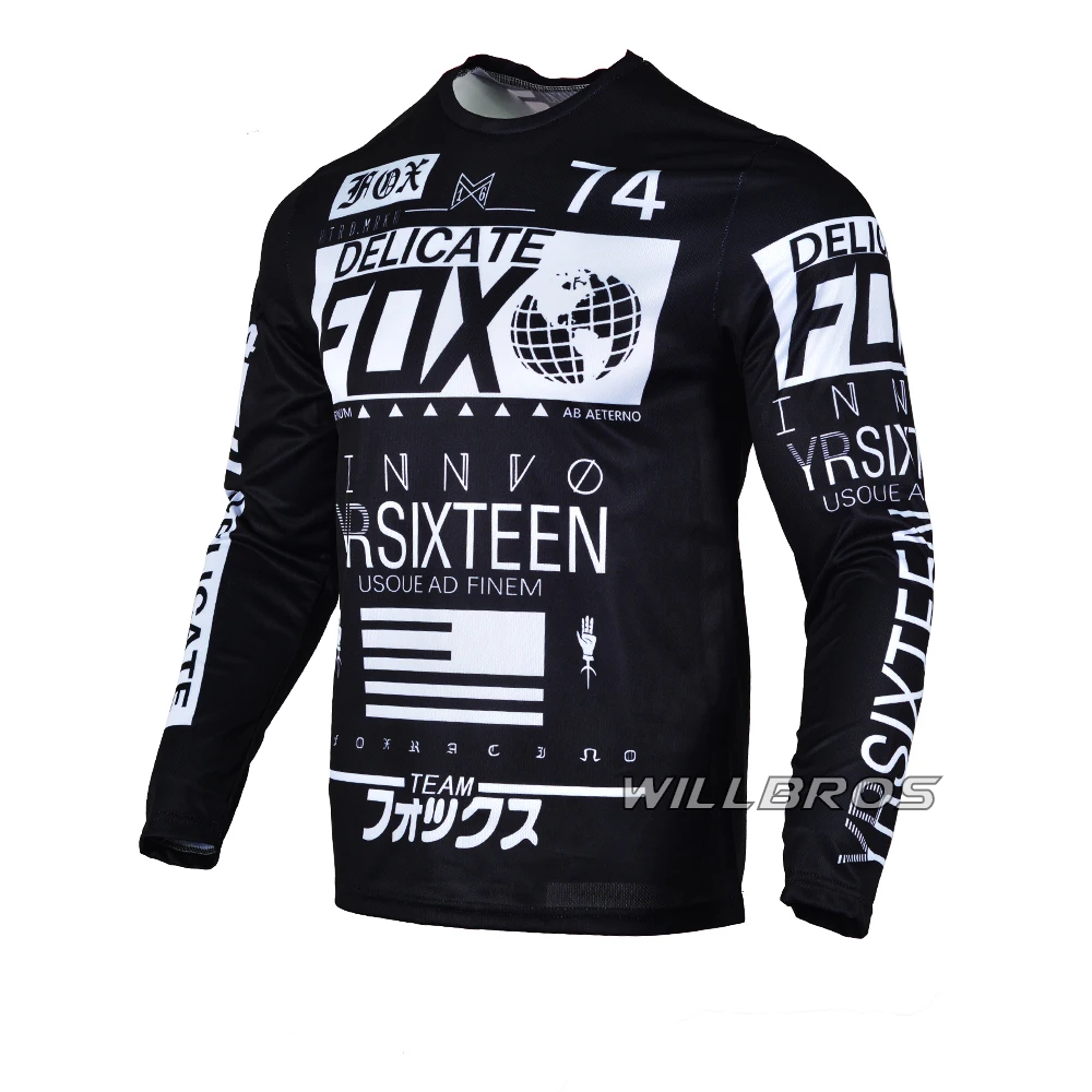 

Футболка мужская из Джерси для мотокросса, изящная лиса, MX BMX Race Moto Enduro ATV UTV Bike Outdoor мотоциклетная черная