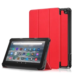 Premium PU Leather Protective Cover for Amazon Kindle Fire HD 8 Tablets (Red)