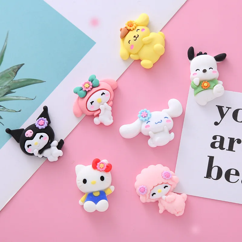 

10Pcs Hello Kitty Sanrio Kawaii Anime Diy Mobile Phone Case Hair Clip Accessories Cute Cartoon My Melody Pendant Gifts for Girls