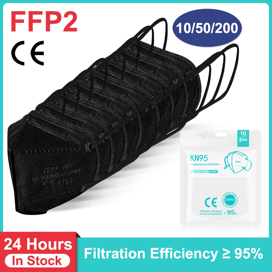 Adult 5 Layers KN95 Mask Respirator Fabric Face Mask CE Filter Mouth Dustproof Reuseable