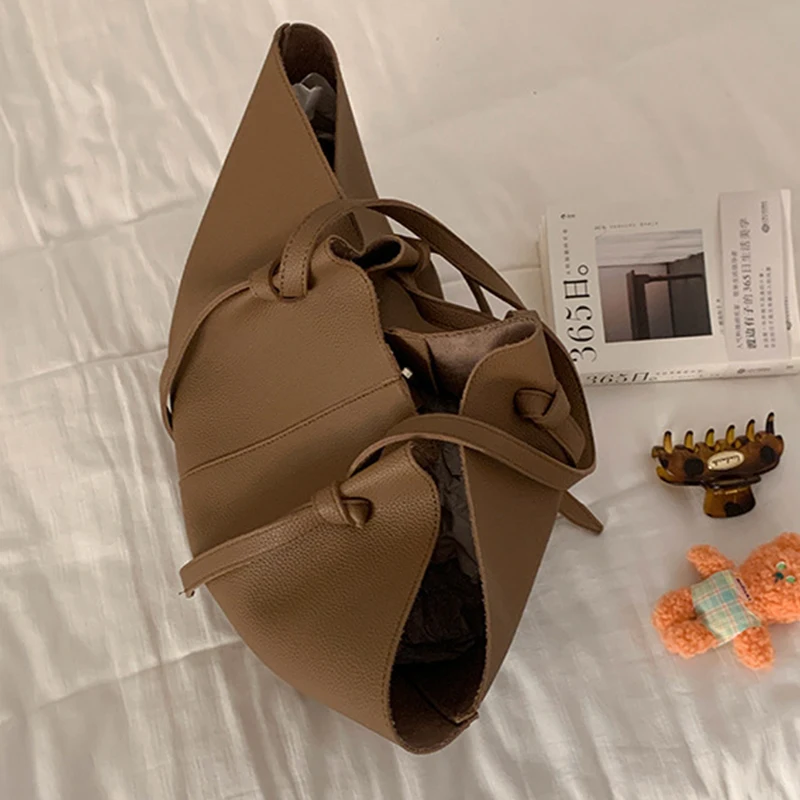 Luxury Designer Women's Soft PU Leather 2-in-1 Shoulder Tote Bag Set Big Capacity Branded Shopper Handbags Gray Blue PinkTan