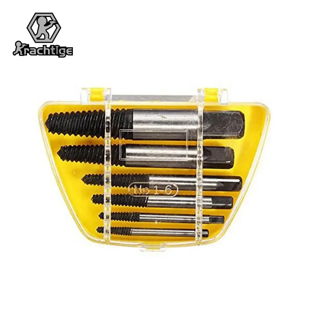 

Broken Damaged Bolt Remover Removal Out Set 6Pcs Screw Extractor Center Drill Bits Guide Set