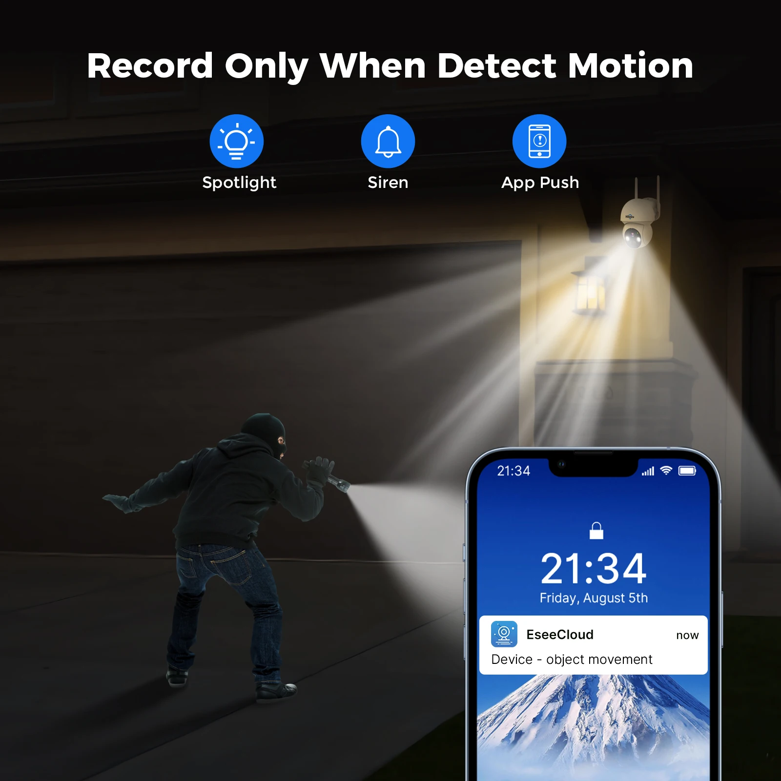 كاميرا Hiseeu 2K 4MP WIFI PTZ الشمسية IP كشف الإنس...