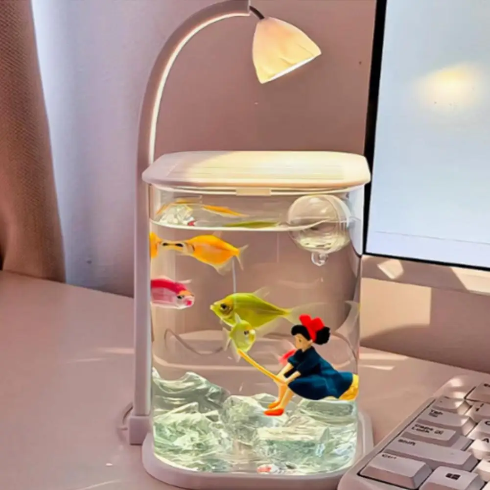 [Free Ornaments] Mini Desktop Fish Tank Creative Ornaments Office Healing Internet Celebrity Small Ecological Landscape Glass Fi