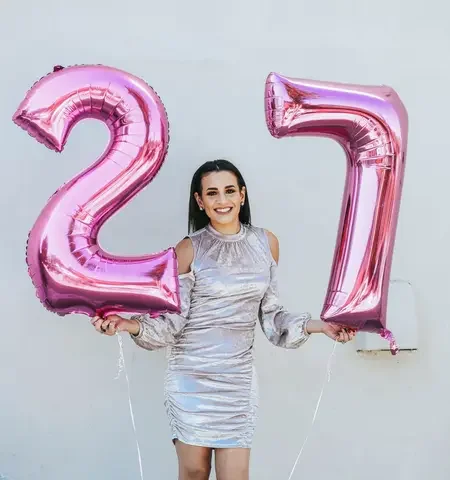 

2pcs Rose Gold Number Foil Helium Balloons Congratulate 23 25 30 50 60 Years Old Adult Birthday Party Decor Supplies anniversary