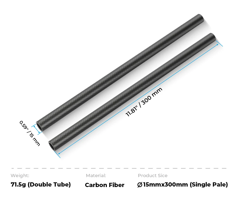 15mm Carbon Fiber Extension Rods For Rod Support System  3.94/6.69/7.87/11.81 in
