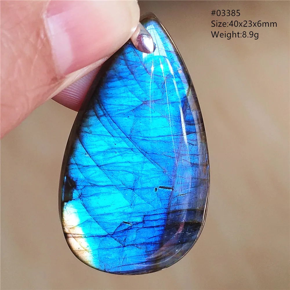 Natural Blue Labradorite Pendant Water Drop Colorful Light Gift Women Men Necklace Jewelry AAAAAA