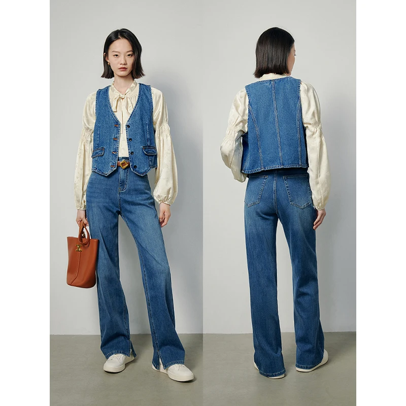 Fur Vest Women Vest TOYOUTH Women Cowboy Vest Coat Autumn Streetwear Style