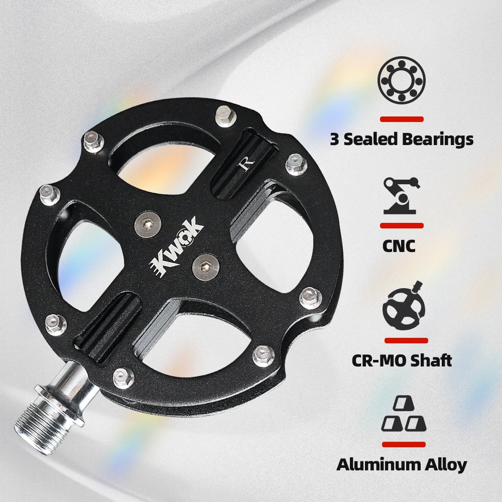 KWOK 290g 초경량 MTB 페달 3개의 밀폐형 베어링 CNC 가공 알루미늄 합금 자전거 페달 로드 BMX 사이클링 자전거 부품