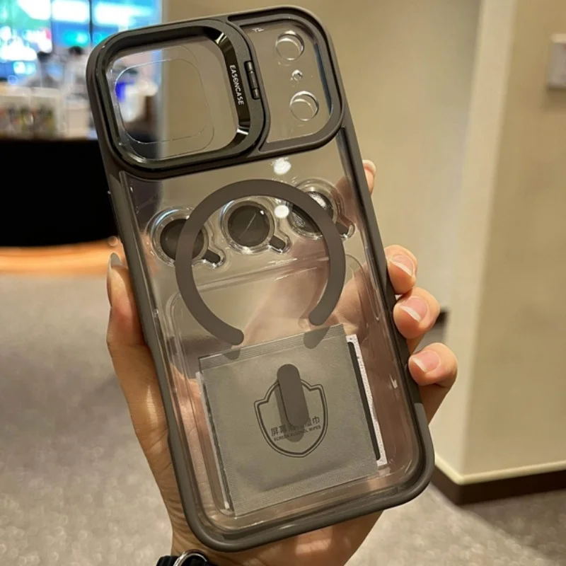 Luxury Magnetic Phone Case with Clear Glass and Stand Protection Cover