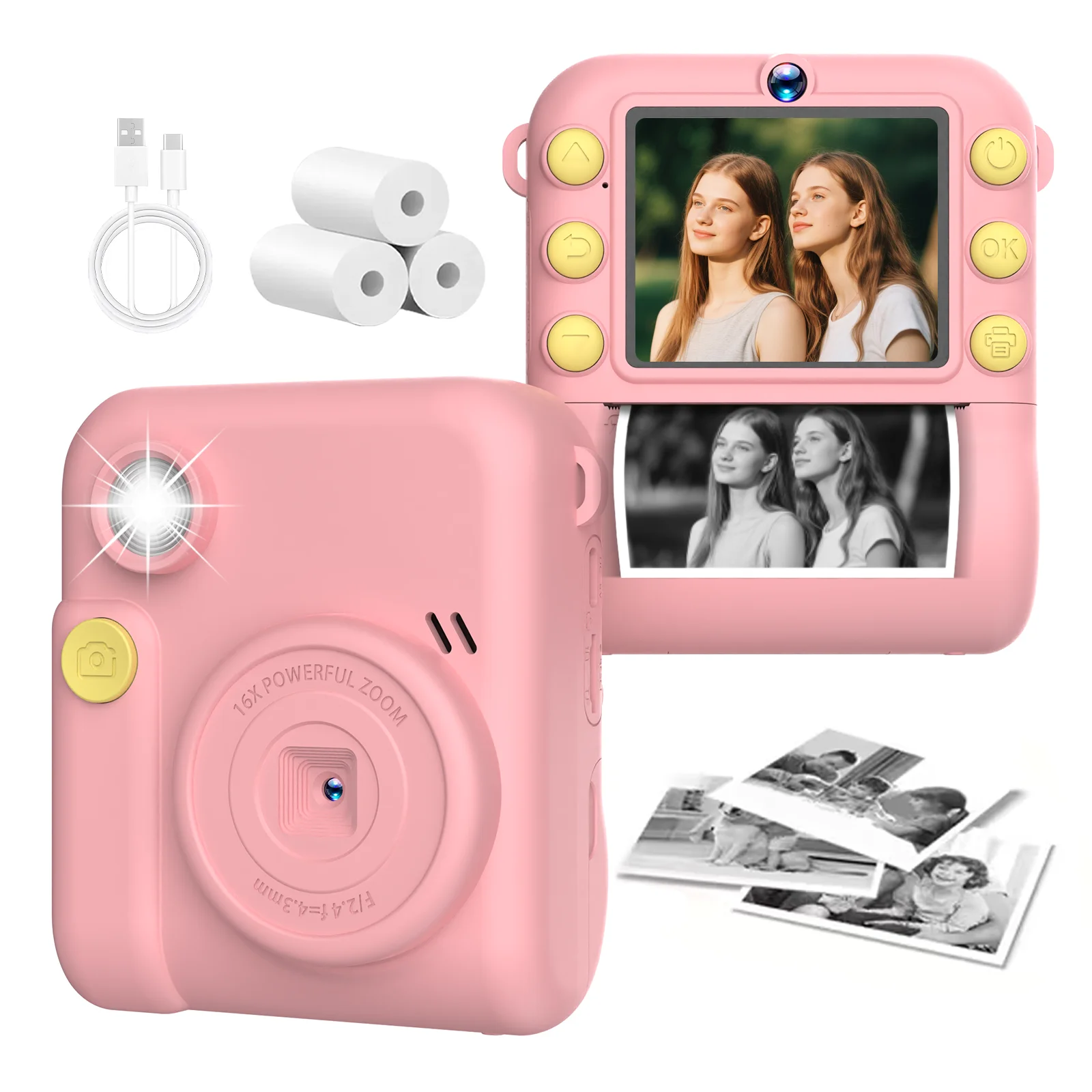 Instant Print 1080P HD Dual Lens Thermal Camera with Games