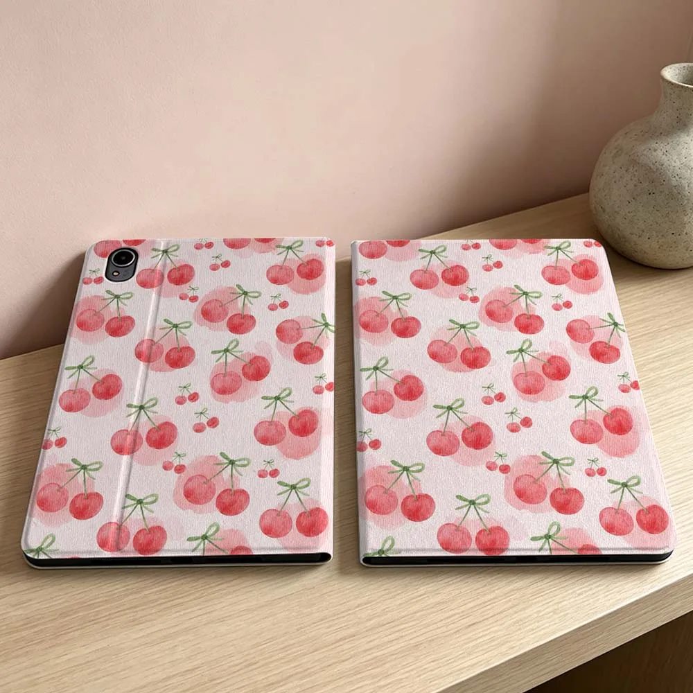 Pink Cherry Bow Pattern Soft Tablet Case - Vibrant and Stylish Protective Cover