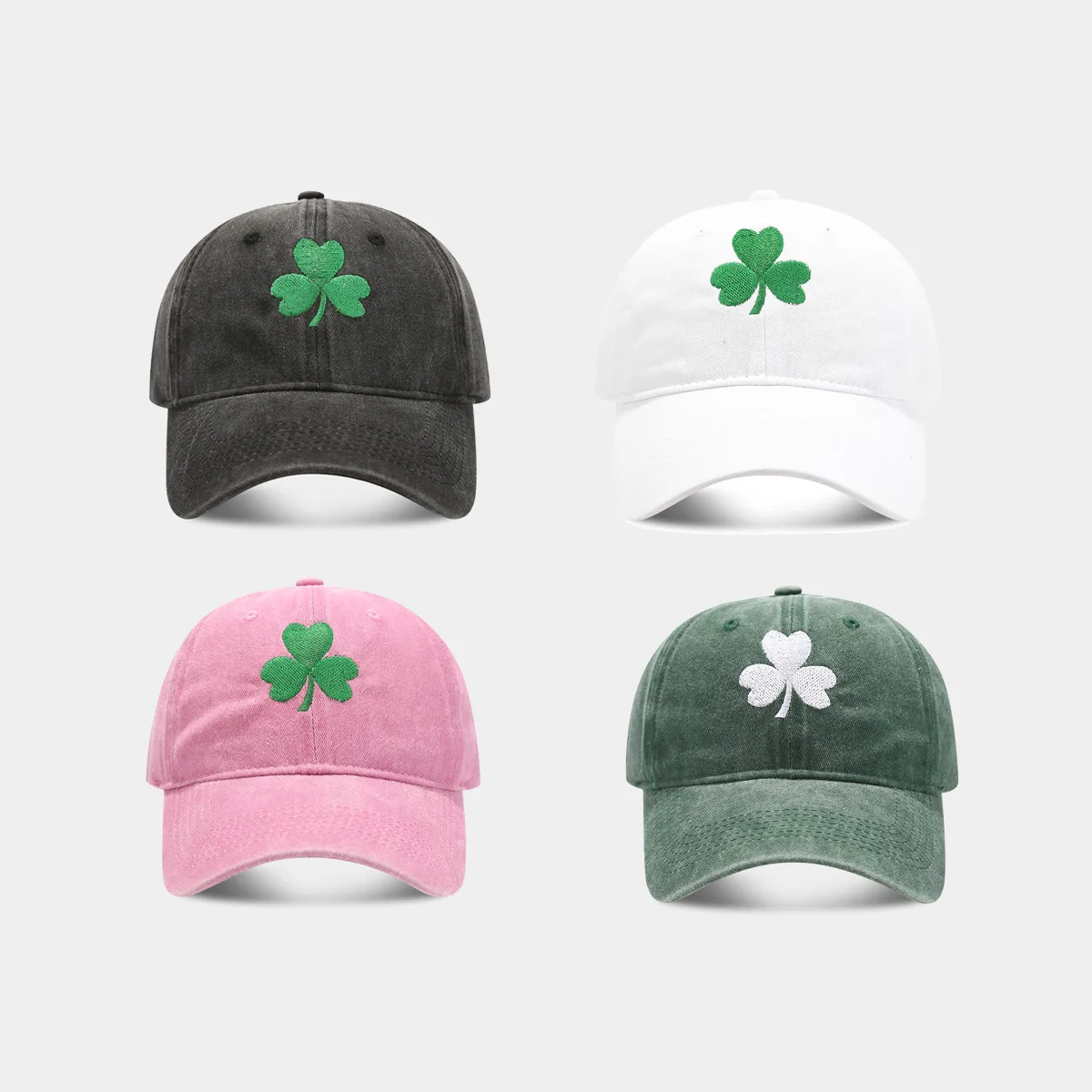 Retro Irish Green Clover Embroidered Duckbill Cap - Trendy Sunscreen Hat