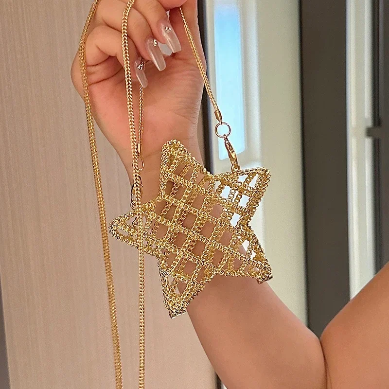 Fashion Metal Mouth Red Bag for Women High Quality Gold Shoulder Bags Designer Hollow Out Crossbody Bag Cute Dinner Handbags