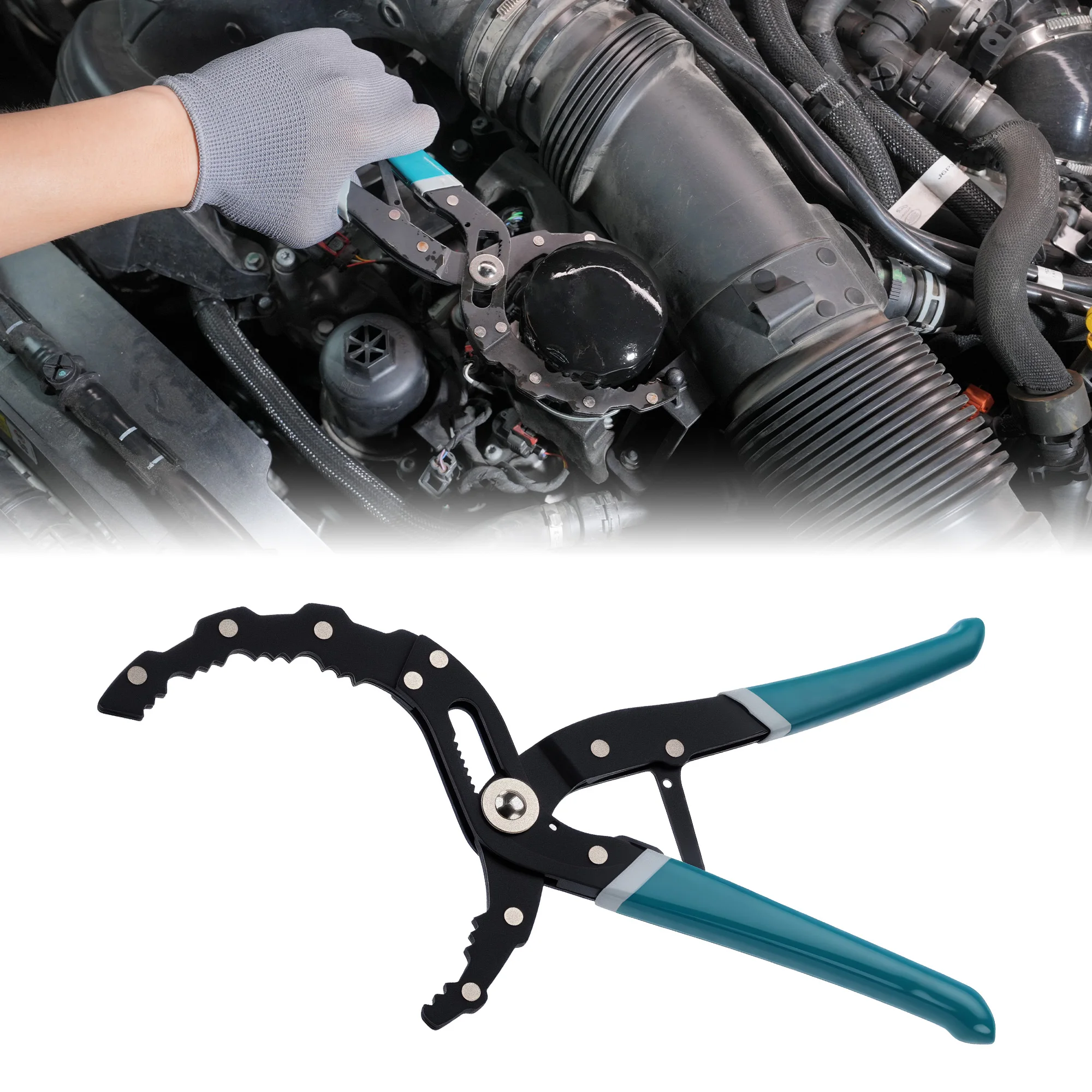 1pc Oil Filter Wrench Quick Adjustable 12" Oil Filter Pliers One-Hand Use Oil Filter Removal Tool for Cars Motorcycles & Trucks