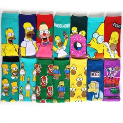 5 Pairs/Pack Disney Cartoon Simpsons Socks Cotton Couple Anime Socks Mid-High for Men College Skateboard Socks
