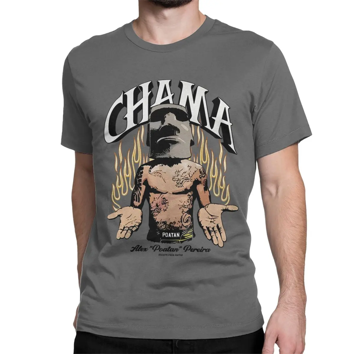 thumbnail image 1 of Camiseta Chama Poatan Alex Pereira para hombre y mujer, de algodón puro, divertida, de cuello redondo, de manga corta, de verano, 1 of 7