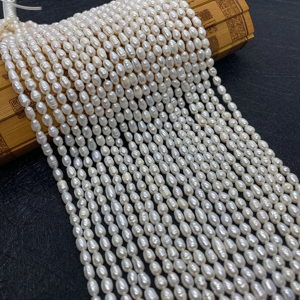

4.2mm Natural Freshwater Pearl Rice-shaped Handmade DIY Necklace Jewelry Accessories Wholesale for Jewelry Making High Quality