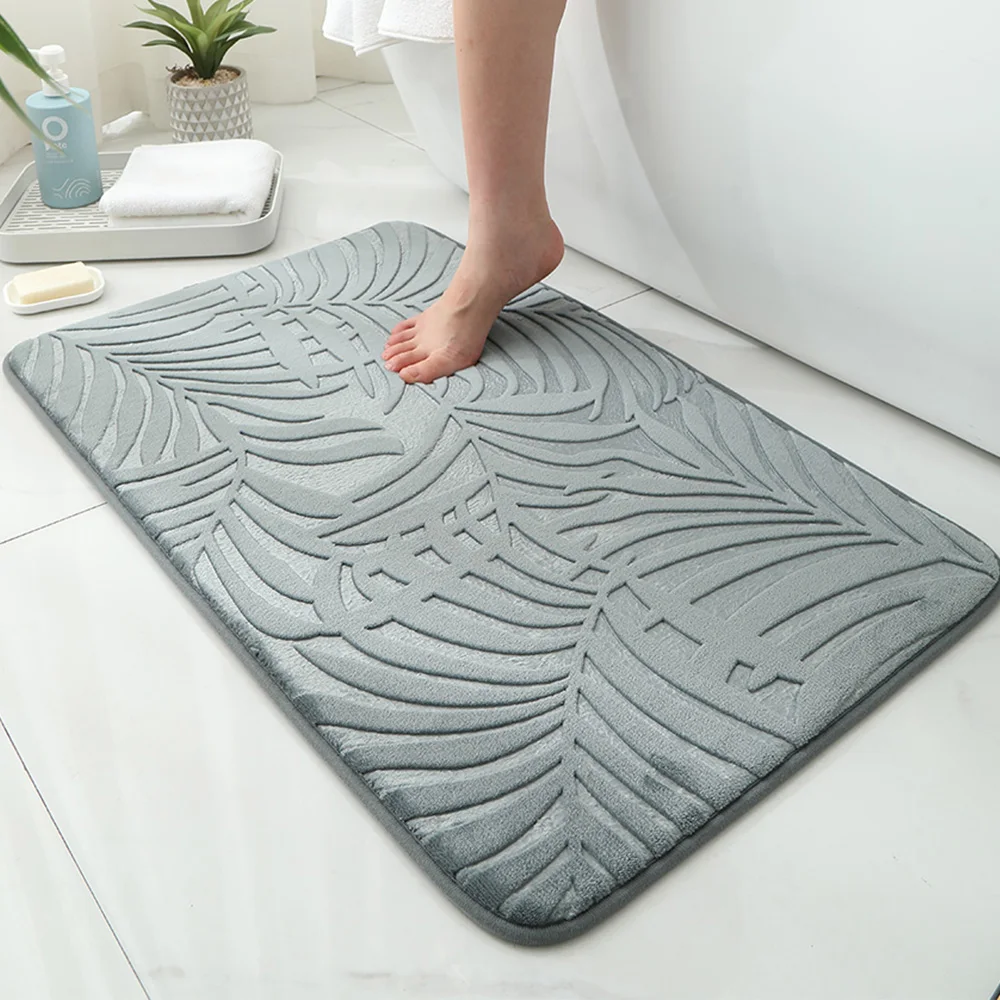 

Super Absorbent Bath Mat Flannel Quick Dry Bathroom Mats Bathtub Shower Side Floor Non-slip Rugs Room Memory Foam Paddoor Mat