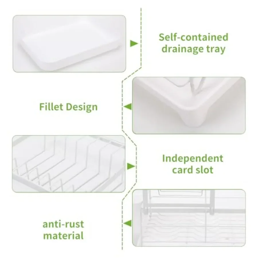 Stainless steel kitchenware storage rack large capacity kitchen countertop utensil drain with drain plate utensil rack and deta