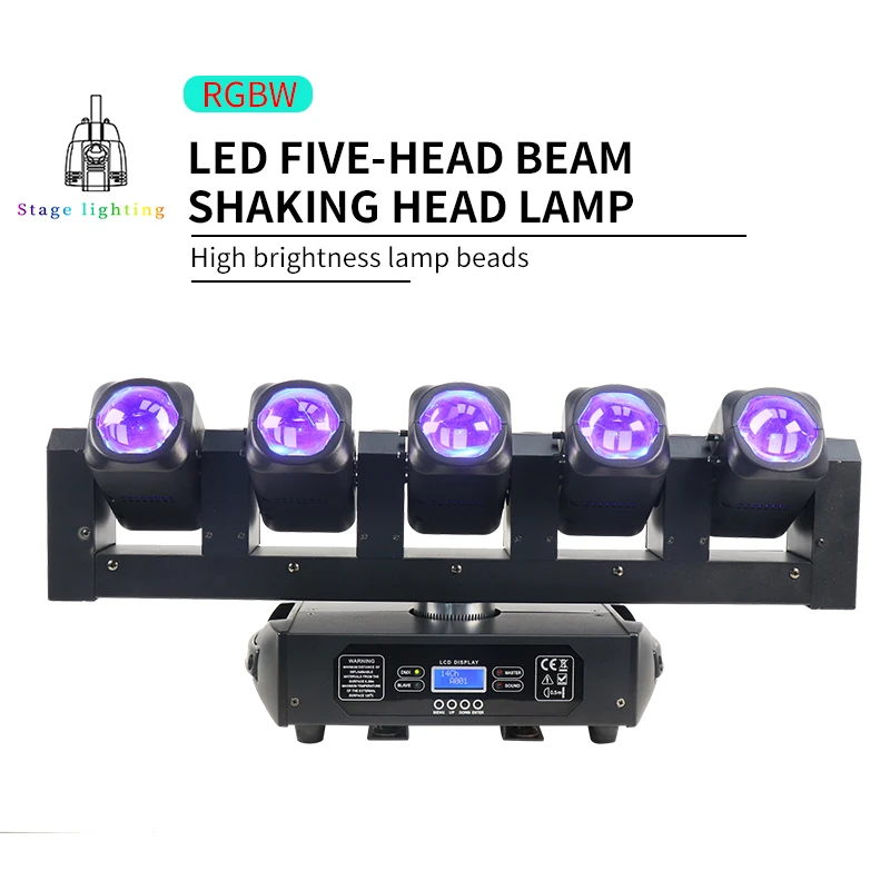 RGBW LED 5 헤드 빔 조명, DMX512 LED 무대 조명, 쇼 바 DJ 디스코 파티 웨딩, 5X40W, 4IN1