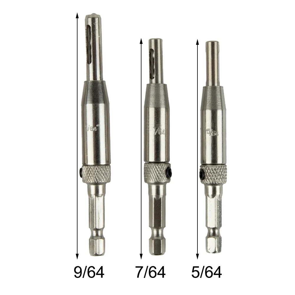 3pcs Self Centering Hinge Drill Bits Set Door Cabinet Pilot Holes HSS Hex Groove High-speed Steel Silver Tool  Accessories 15 3pcs low temperature welding rods easy melt copper iron aluminum repair holes stainless steel solder patch up rod repair kit