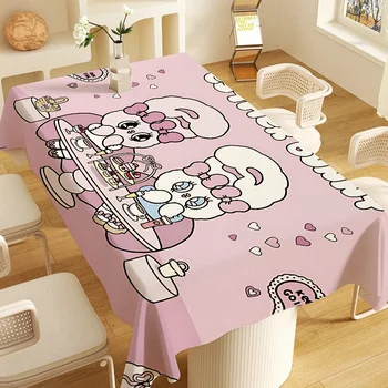 E-Esther B-Bunny Cartoon Tablecloth Tea Coffee Table Cloth Waterproof Cloth Wall Stove Rack Rectangular Wedding Banquet Home 1