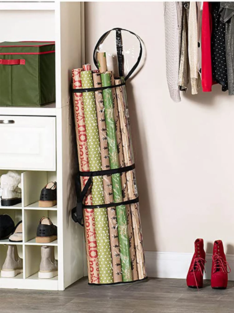 14-20 100cm Long Rolls Waterproof Christmas Cylinder Gift Wrap Storage Clear Bag Wrapping Paper Storage Bag Organizer gift wrapping organizer