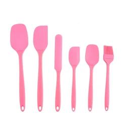 Premium Silicone Kitchenware Set - 6 - Piece Baking Tools Collection (Cream) (Pink baking set)
