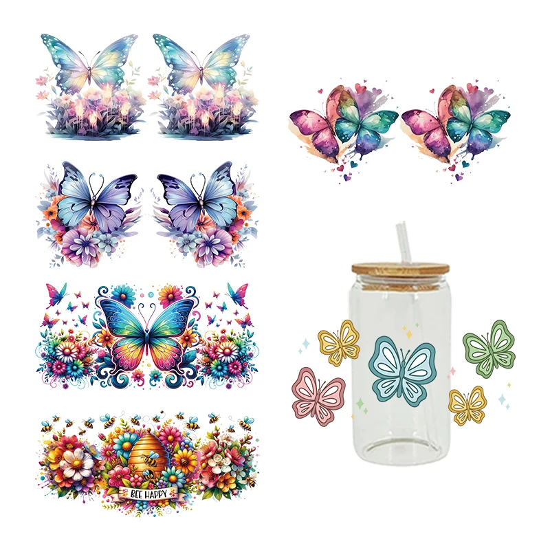 UV DTF Transfer Sticker Butterflies For The 16oz Libbey Glasses Wraps Bottles Cup Can DIY Waterproof Decals D19122 dtf transfer sticker