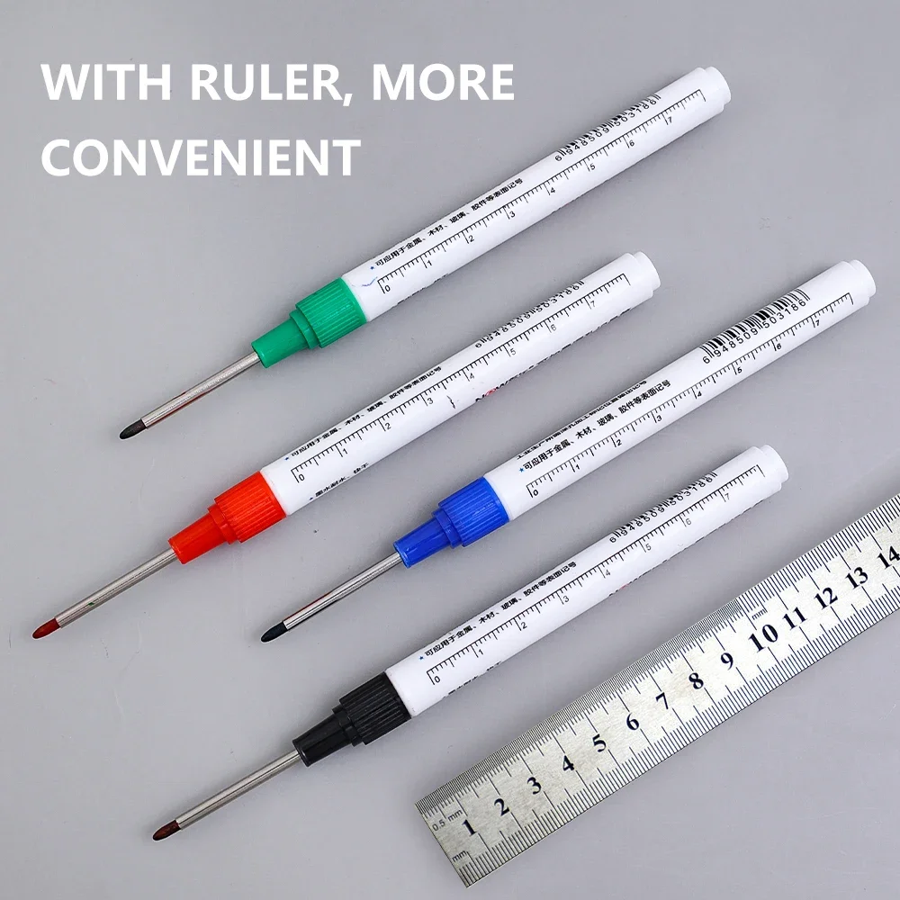 Deep Hole Marker Pens Waterproof Long Nib Mechanical Carpentry Maker for Bathroom Woodworking Construction Marking Tools images - 6