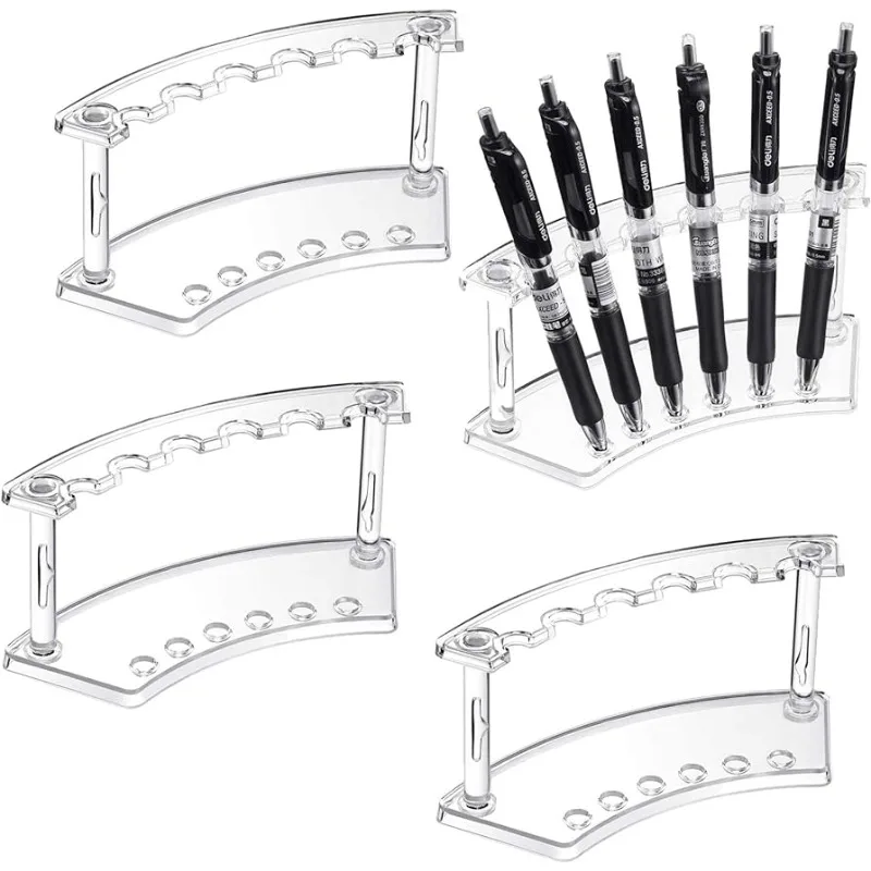 

Pen Holder Display Stand 6-Slots Pen Display Stand Pen Stand Makeup Brush Rack Organizer for Home Office & Store Use (Clear)