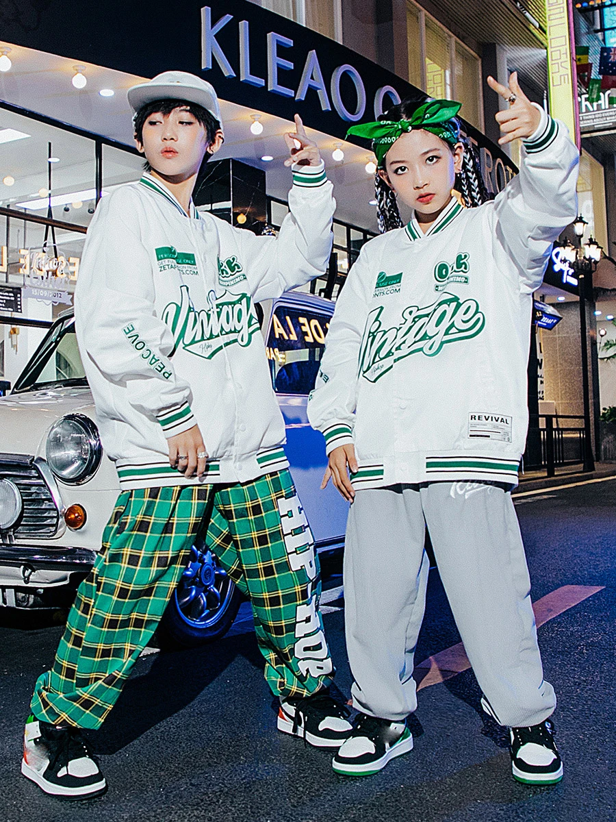Jazz Modern Dance Rave Clothes Loose Jacket Hiphop Pants Kpop Clothing For Girls Boys Hip Hop Dance Performance Wea DQS11385