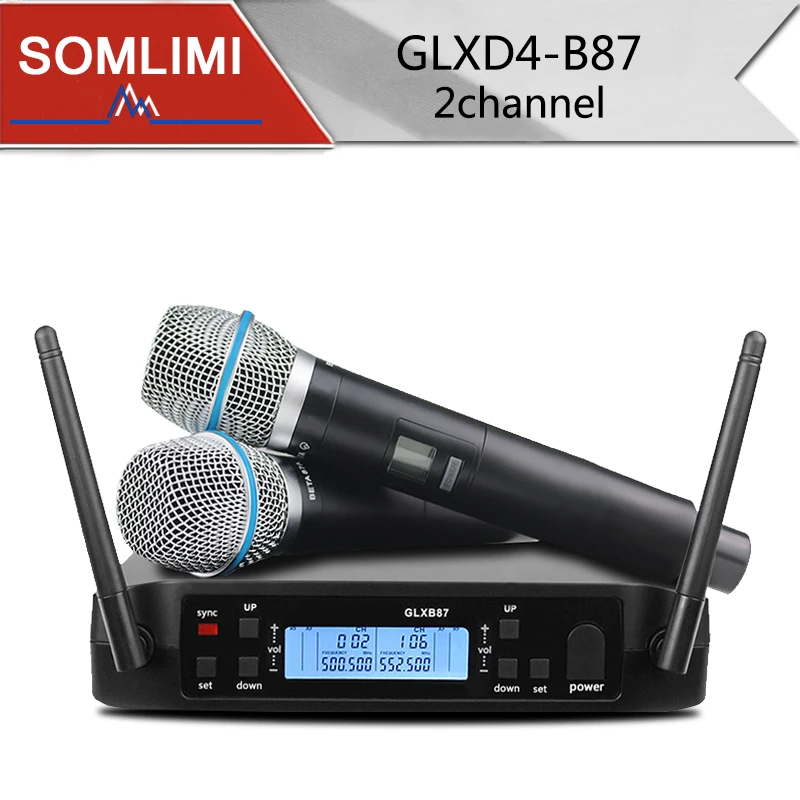 Somlimi Glxd4 B87a Wireless Microphone 2 Channels Uhf Professional Mic For Party Karaoke Church Show Meeting - Microphones - AliExpress